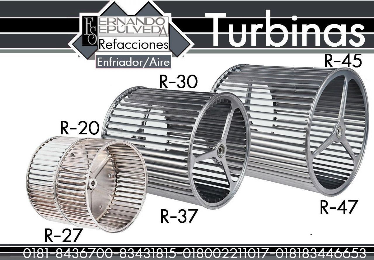 TURBINAS PARA ENFRIADOR DE AIRE O AIRE LAVADO