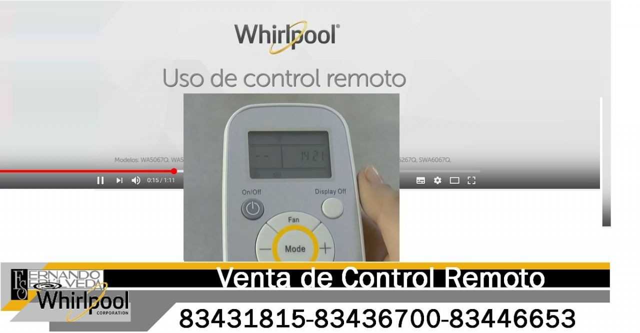 TUTORIAL DE COMO SE UTILIZA EL CONTROL REMOTO MINISPLIT WHIRLPOOL