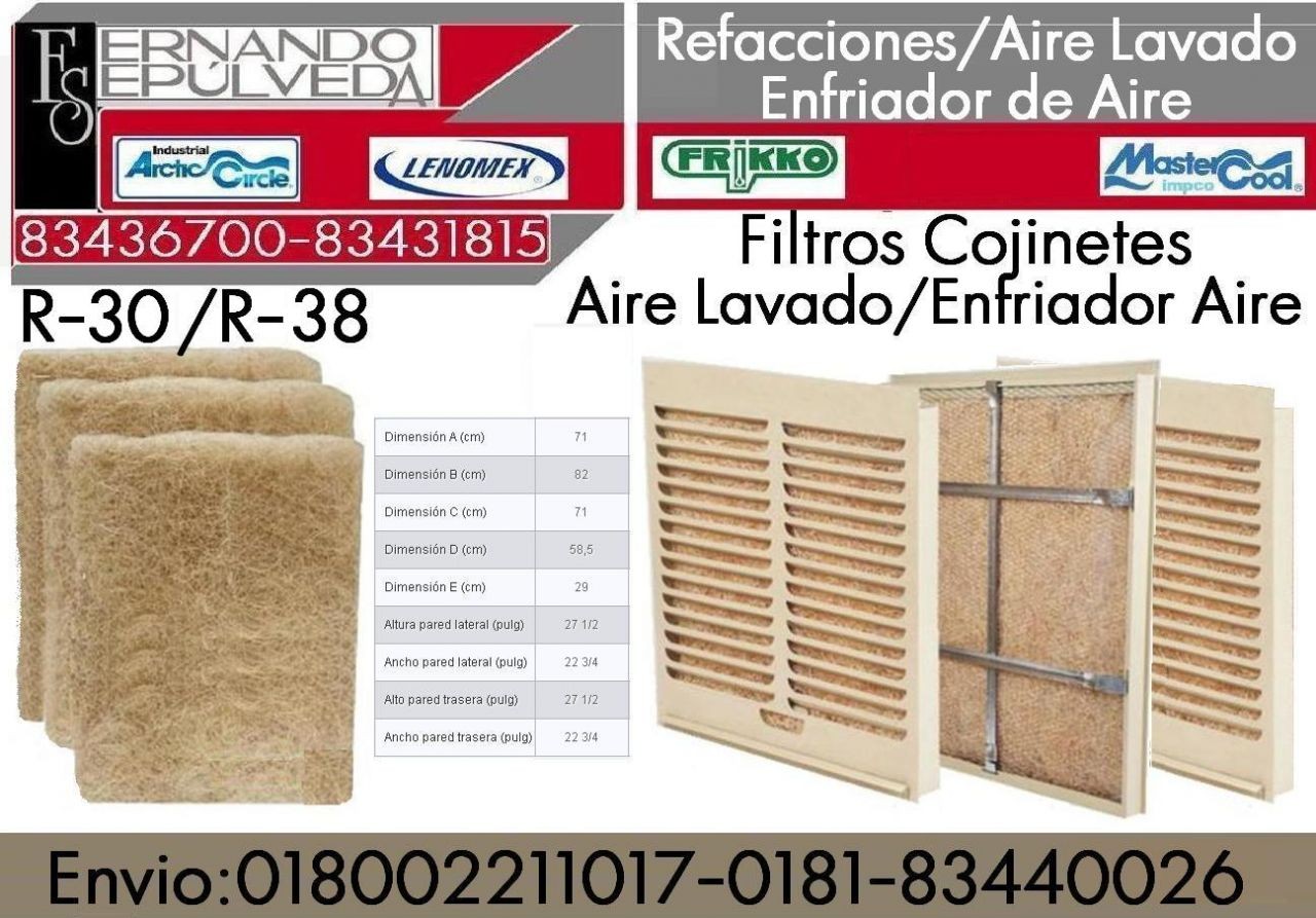 Cojines Filtros de fibra Aspen